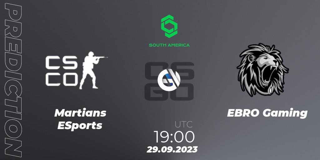 Martians ESports vs EBRO Gaming: Match Prediction. 29.09.2023 at 19:00, Counter-Strike (CS2), CCT South America Series #12: Closed Qualifier
