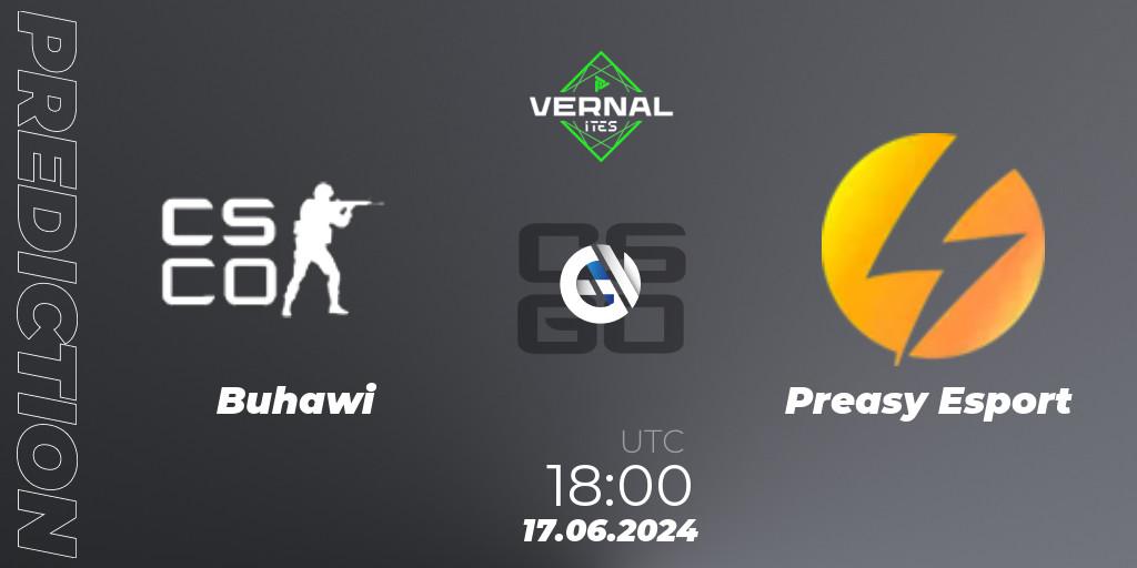Buhawi vs Preasy Esport: Match Prediction. 17.06.2024 at 18:00, Counter-Strike (CS2), ITES Vernal