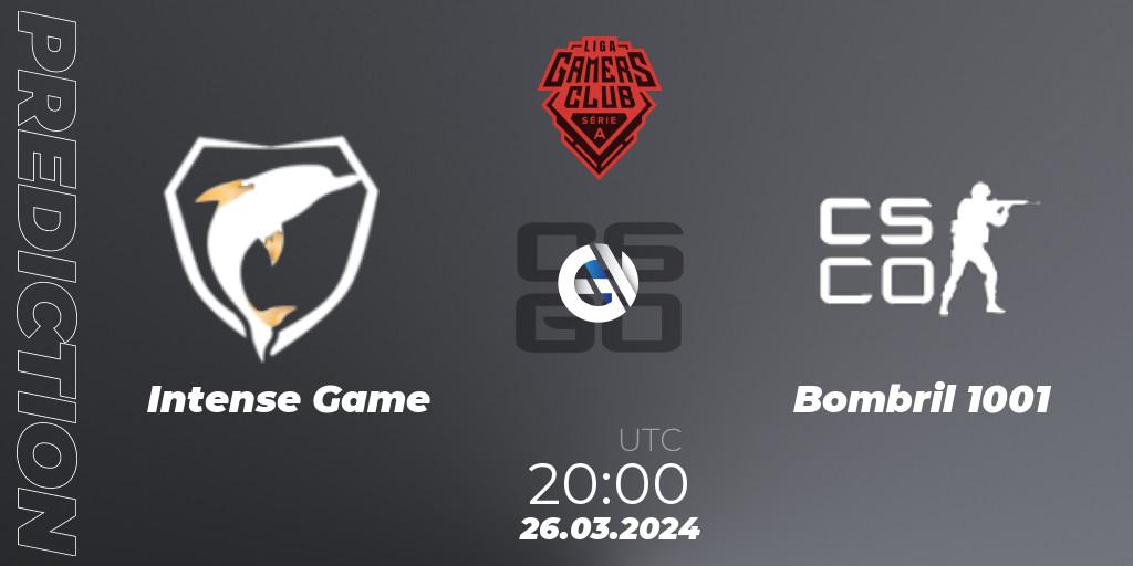 Intense Game vs Bombril 1001: Match Prediction. 26.03.24, CS2 (CS:GO), Gamers Club Liga Série A: March 2024