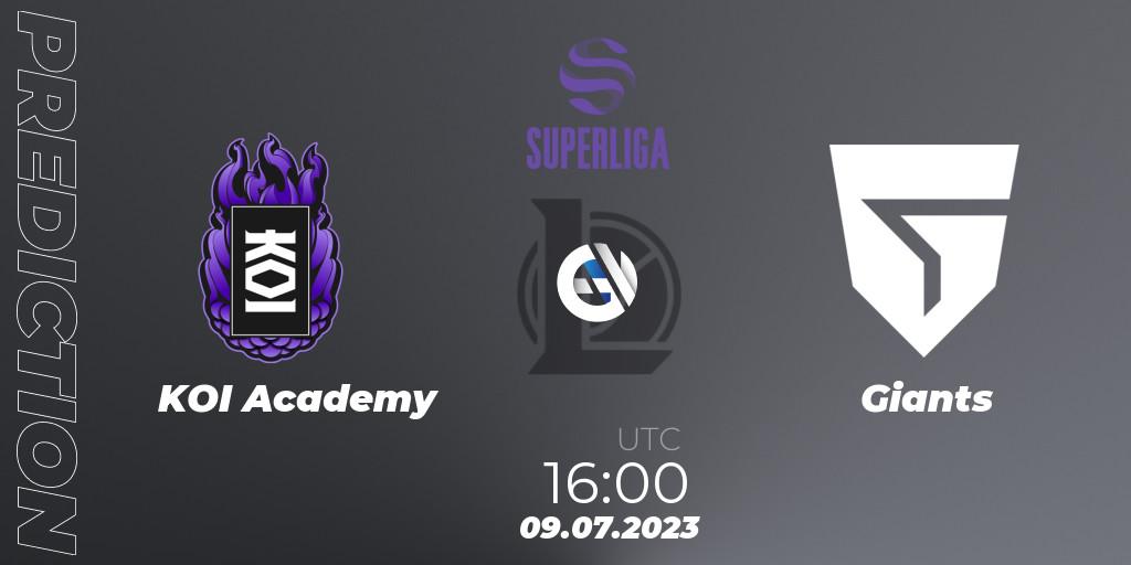 KOI Academy vs Giants: Match Prediction. 09.07.2023 at 17:45, LoL, Superliga Summer 2023 - Group Stage