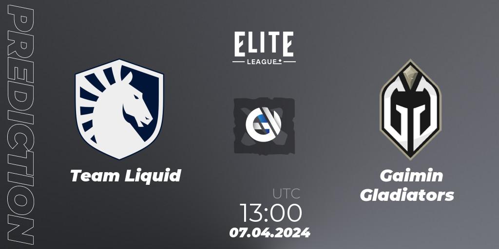 Team Liquid vs Gaimin Gladiators: Match Prediction. 07.04.24, Dota 2, Elite League: Round-Robin Stage