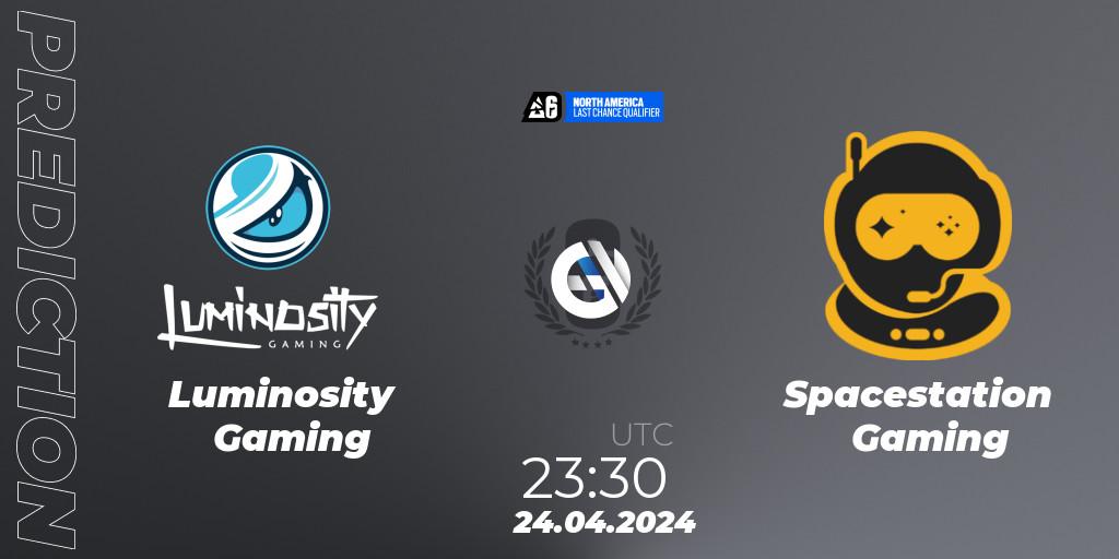 Luminosity Gaming vs Spacestation Gaming: Match Prediction. 24.04.2024 at 23:30, Rainbow Six, North America League 2024 - Stage 1: Last Chance Qualifier