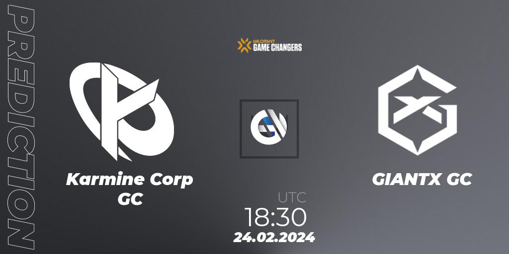 Karmine Corp GC vs GIANTX GC: Match Prediction. 24.02.2024 at 18:00, VALORANT, VCT 2024: Game Changers EMEA Stage 1