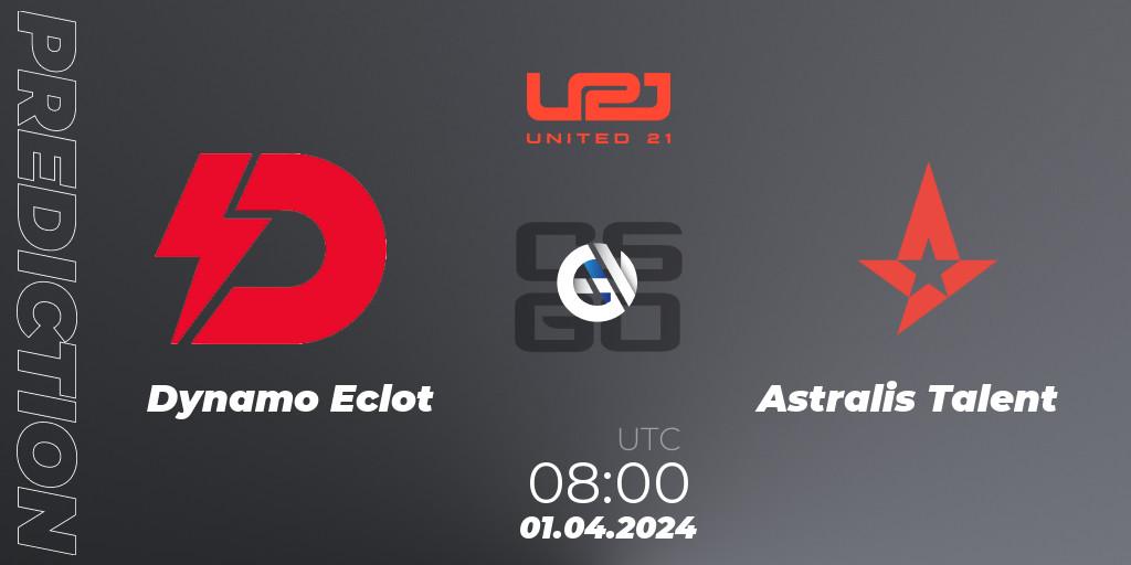 Dynamo Eclot vs Astralis Talent: Match Prediction. 01.04.2024 at 08:00, Counter-Strike (CS2), United21 Season 14