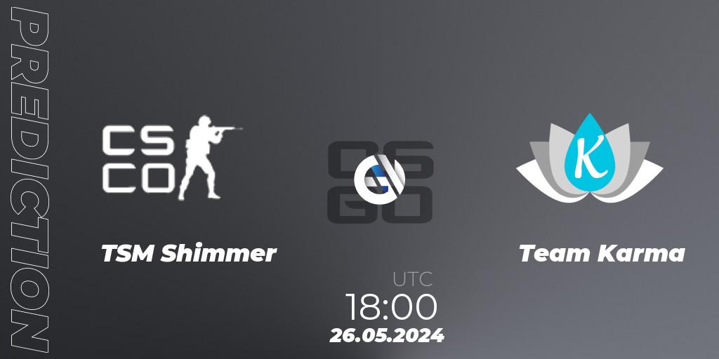 TSM Shimmer vs Team Karma: Match Prediction. 26.05.2024 at 18:40, Counter-Strike (CS2), Thunderpick World Championship 2024 NA Fe Closed Qualifier