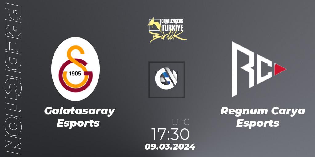 Galatasaray Esports vs Regnum Carya Esports: Match Prediction. 09.03.2024 at 17:30, VALORANT, VALORANT Challengers 2024 Turkey: Birlik Split 1