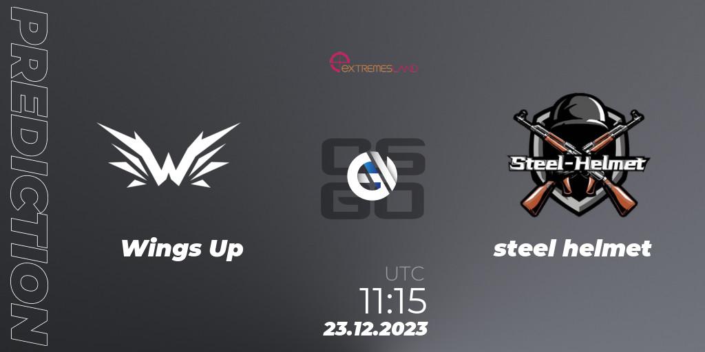 Wings Up vs steel helmet: Match Prediction. 23.12.2023 at 11:15, Counter-Strike (CS2), eXTREMESLAND 2023: Chinese Qualifier