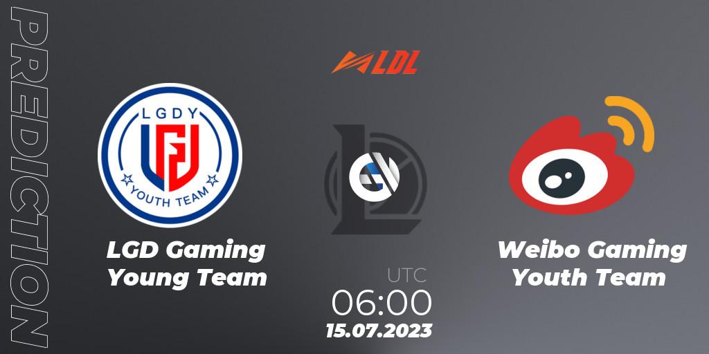 LGD Gaming Young Team vs Weibo Gaming Youth Team: Match Prediction. 15.07.2023 at 06:00, LoL, LDL 2023 - Regular Season - Stage 3