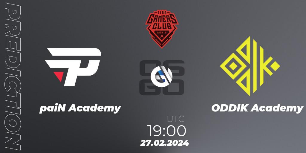 paiN Academy vs ODDIK Academy: Match Prediction. 27.02.24, CS2 (CS:GO), Gamers Club Liga Série A: February 2024