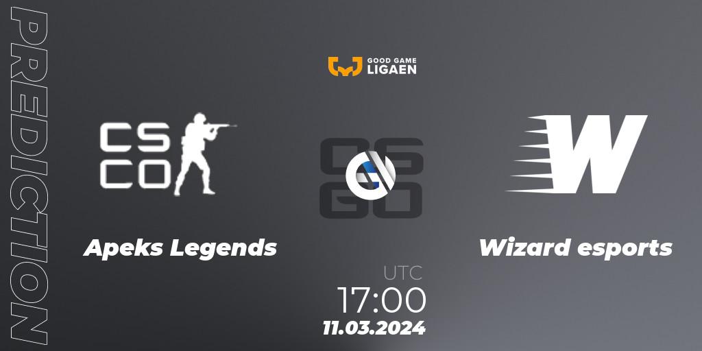 Apeks Legends vs Wizard esports: Match Prediction. 11.03.24, CS2 (CS:GO), Good Game-ligaen Spring 2024