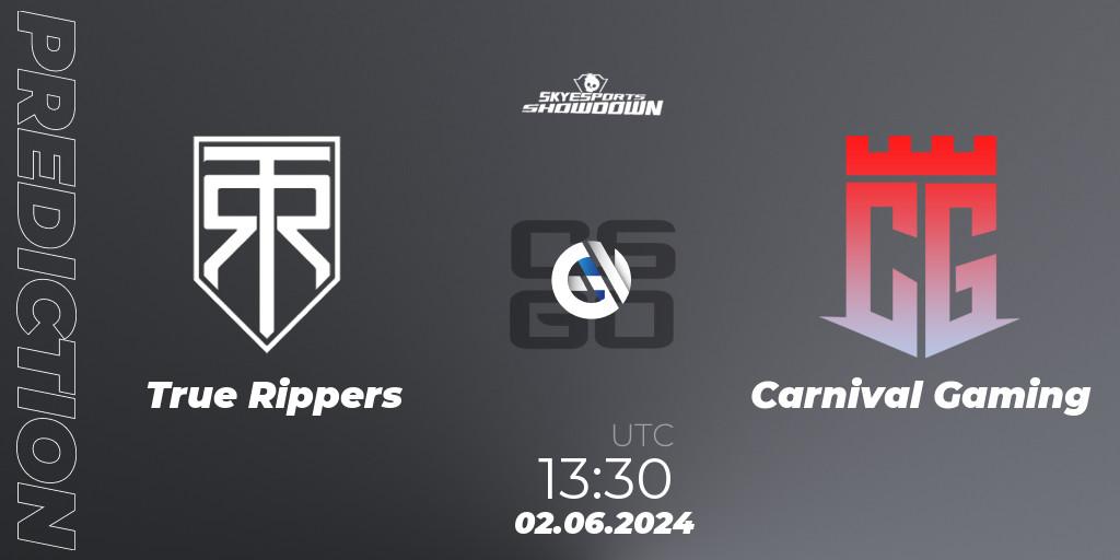 True Rippers vs Carnival Gaming: Match Prediction. 02.06.2024 at 13:30, Counter-Strike (CS2), Skyesports Showdown 2024
