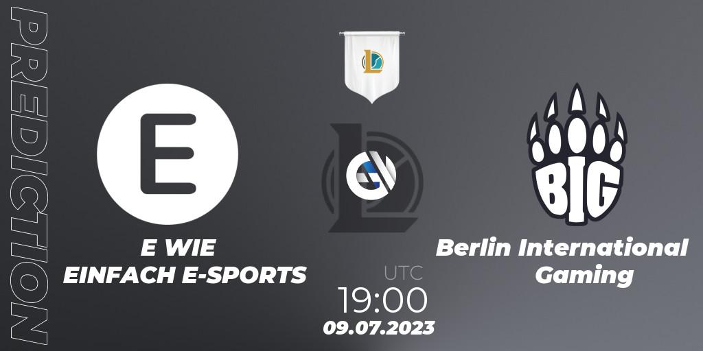 E WIE EINFACH E-SPORTS vs Berlin International Gaming: Match Prediction. 09.07.2023 at 19:00, LoL, Prime League Summer 2023 - Group Stage