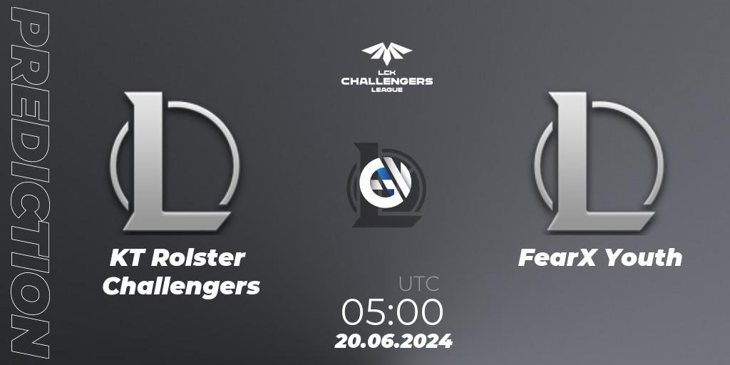 KT Rolster Challengers vs FearX Youth: Match Prediction. 20.06.2024 at 05:00, LoL, LCK Challengers League 2024 Summer - Group Stage