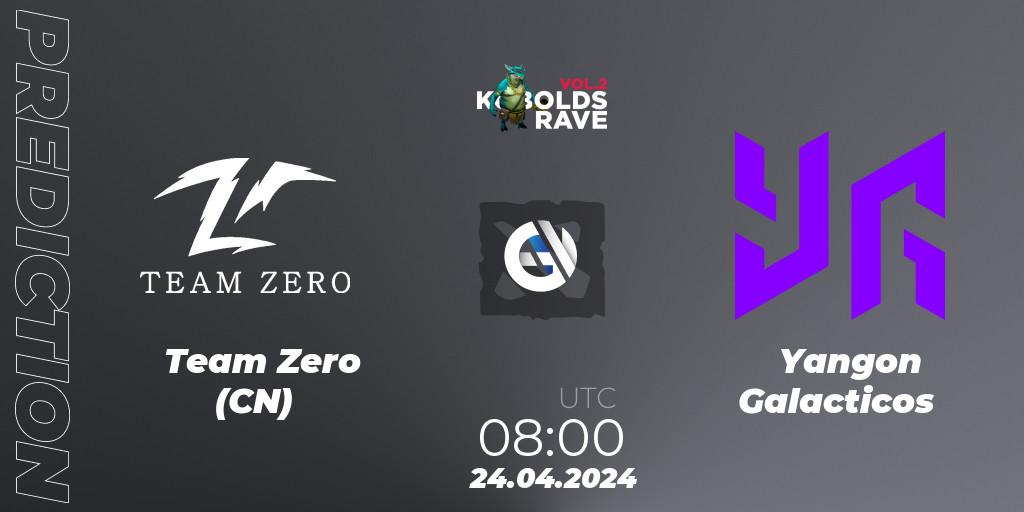 Team Zero (CN) vs Yangon Galacticos: Match Prediction. 24.04.2024 at 08:00, Dota 2, Cringe Station Kobolds Rave 2