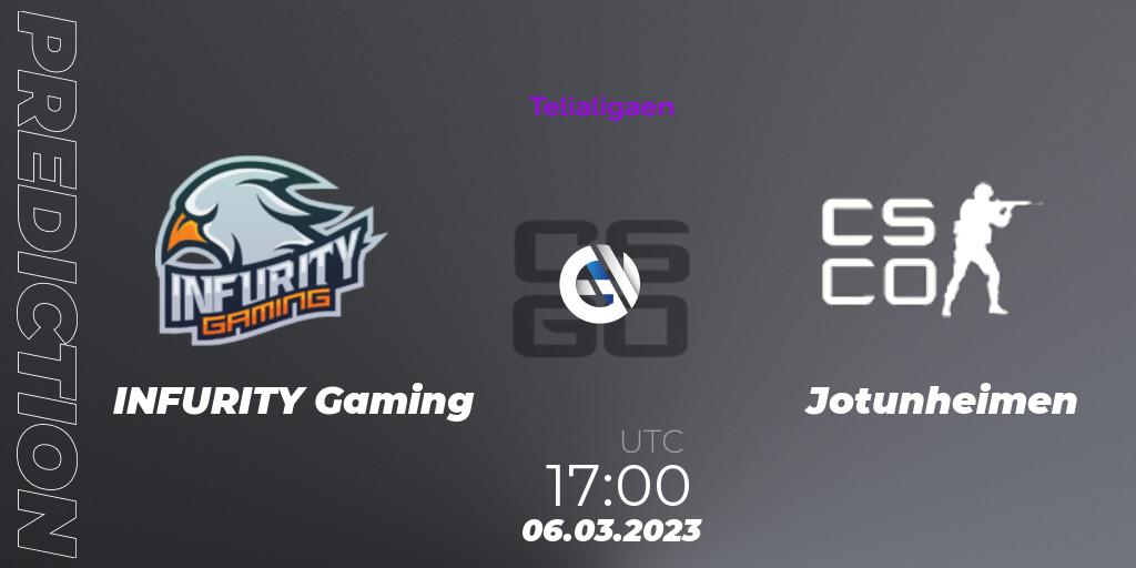 INFURITY Gaming vs Jotunheimen: Match Prediction. 06.03.2023 at 18:00, Counter-Strike (CS2), Telialigaen Spring 2023: Group stage