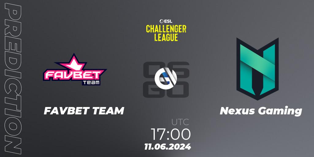 FAVBET TEAM vs Nexus Gaming: Match Prediction. 11.06.2024 at 17:00, Counter-Strike (CS2), ESL Challenger League Season 47 Relegation: Europe
