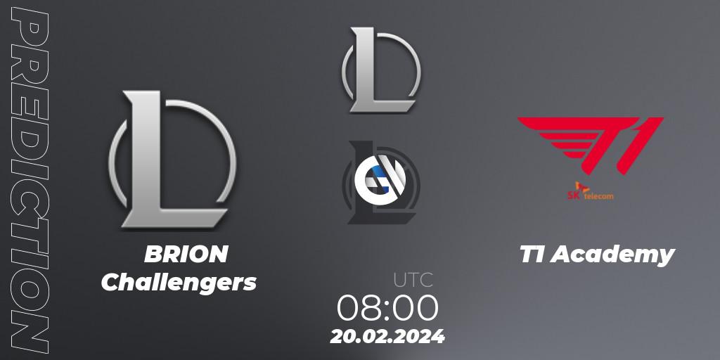 BRION Challengers vs T1 Academy: Match Prediction. 20.02.2024 at 08:00, LoL, LCK Challengers League 2024 Spring - Group Stage