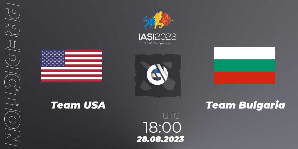 Team USA vs Team Bulgaria: Match Prediction. 28.08.2023 at 19:15, Dota 2, IESF World Championship 2023
