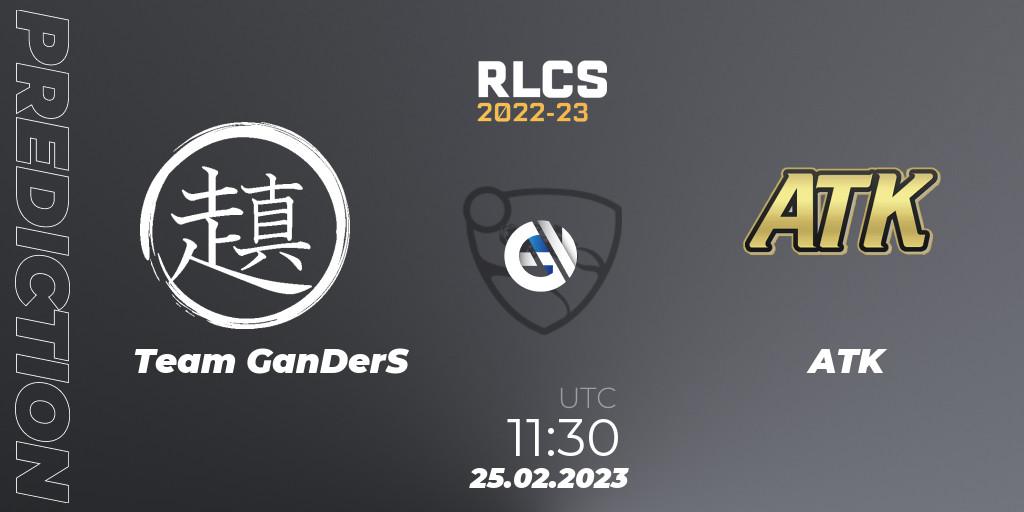 Team GanDerS vs ATK: Match Prediction. 25.02.2023 at 11:30, Rocket League, RLCS 2022-23 - Winter: Asia-Pacific Regional 3 - Winter Invitational