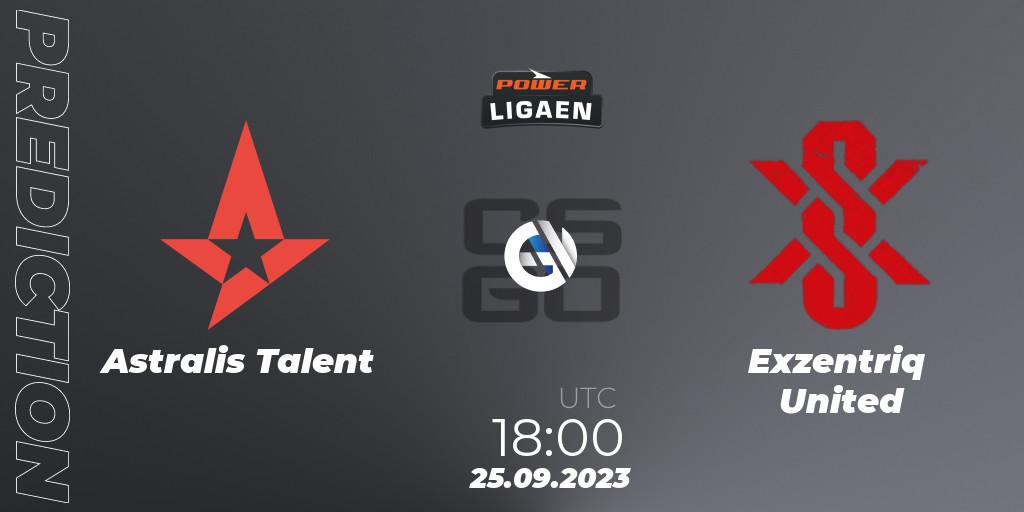 Astralis Talent vs Exzentriq United: Match Prediction. 25.09.2023 at 18:00, Counter-Strike (CS2), POWER Ligaen Season 24 Finals