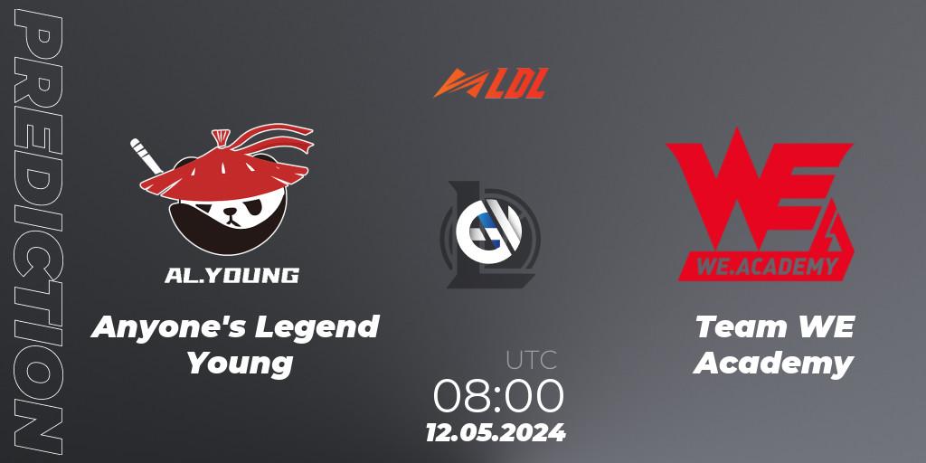 Anyone's Legend Young vs Team WE Academy: Match Prediction. 12.05.2024 at 08:00, LoL, LDL 2024 - Stage 2