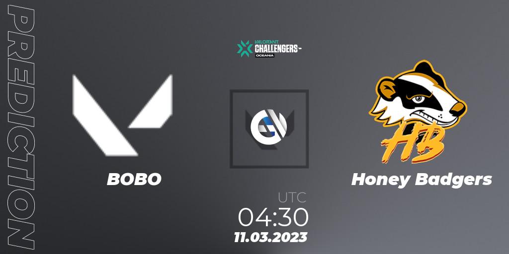 BOBO vs Honey Badgers: Match Prediction. 11.03.2023 at 04:30, VALORANT, VALORANT Challengers 2023: Oceania Split 1