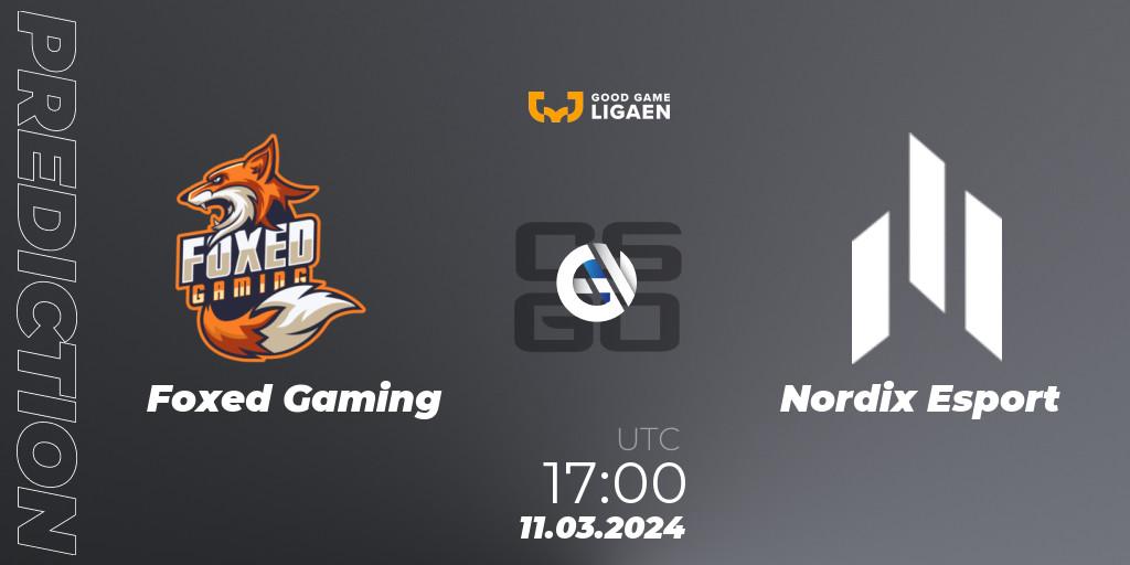 Foxed Gaming vs Nordix Esport: Match Prediction. 11.03.2024 at 17:00, Counter-Strike (CS2), Good Game-ligaen Spring 2024