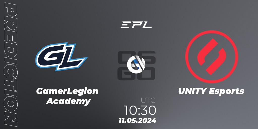 GamerLegion Academy vs UNITY Esports: Match Prediction. 11.05.2024 at 11:00, Counter-Strike (CS2), European Pro League Season 17: Division 2