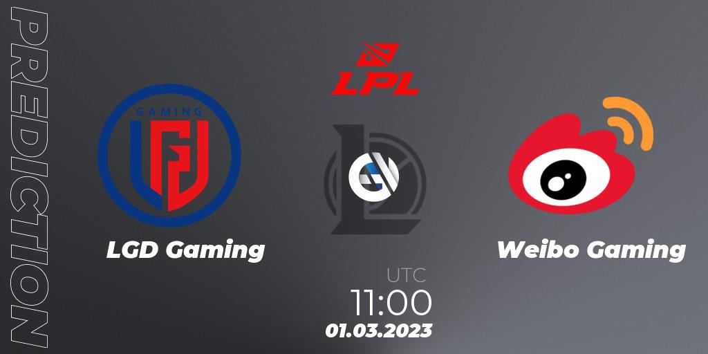 LGD Gaming vs Weibo Gaming: Match Prediction. 01.03.2023 at 12:00, LoL, LPL Spring 2023 - Group Stage