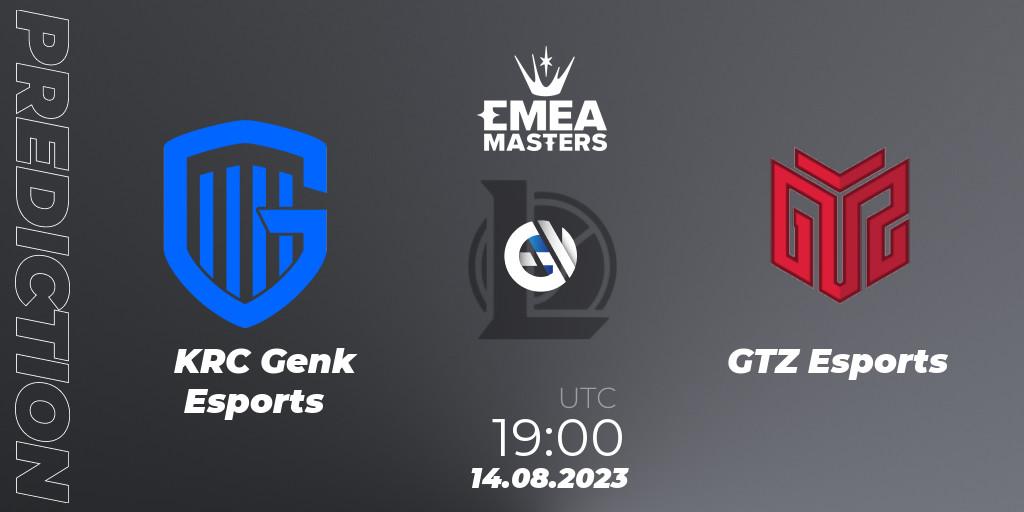 KRC Genk Esports vs GTZ Esports: Match Prediction. 14.08.2023 at 19:00, LoL, EMEA Masters Summer 2023