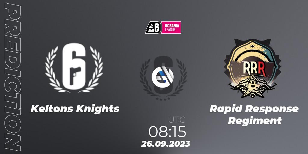 Keltons Knights vs Rapid Response Regiment: Match Prediction. 26.09.2023 at 09:25, Rainbow Six, Oceania League 2023 - Stage 2