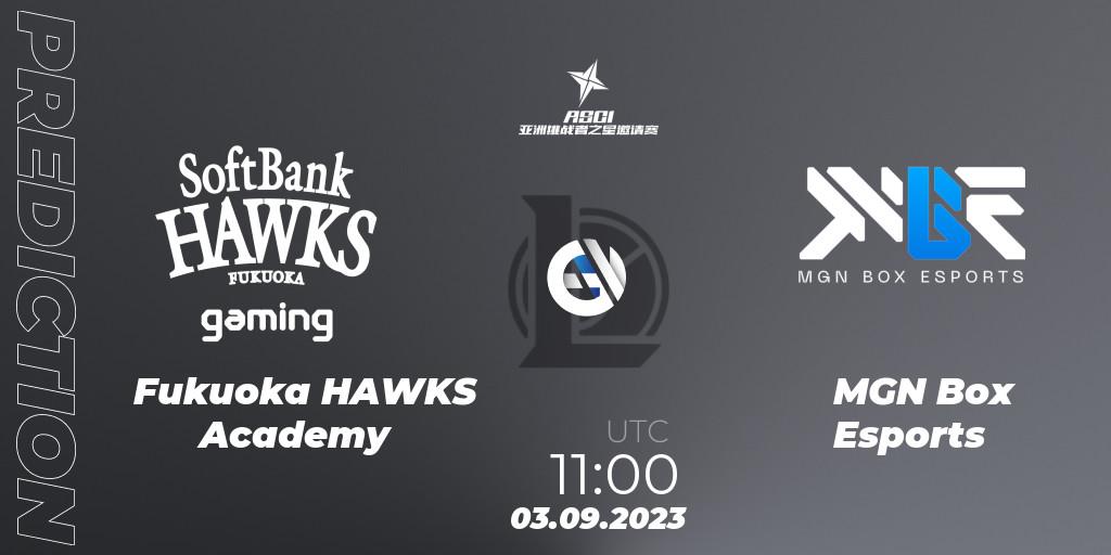 Fukuoka HAWKS Academy vs MGN Box Esports: Match Prediction. 03.09.23, LoL, Asia Star Challengers Invitational 2023
