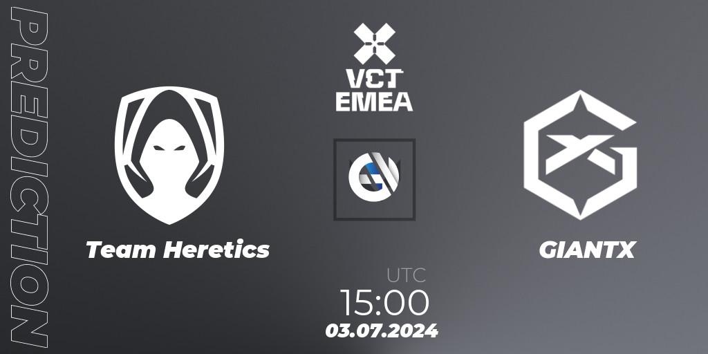 Team Heretics vs GIANTX: Match Prediction. 03.07.2024 at 16:00, VALORANT, VALORANT Champions Tour 2024: EMEA League - Stage 2 - Group Stage