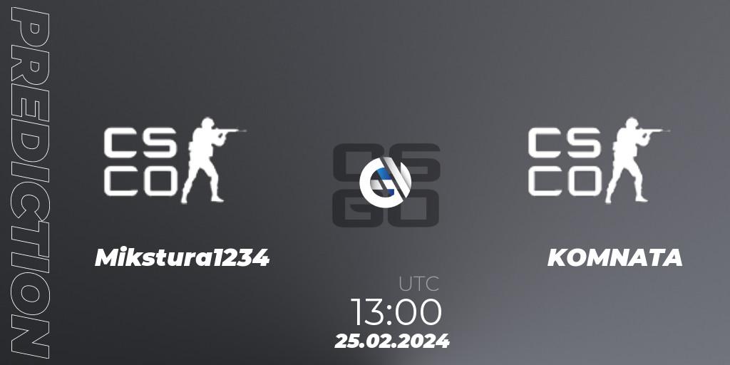 Mikstura1234 vs KOMNATA: Match Prediction. 25.02.2024 at 13:00, Counter-Strike (CS2), RTV Euro AGD Gamezone