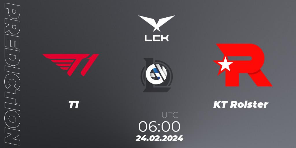 T1 vs KT Rolster: Match Prediction. 24.02.24, LoL, LCK Spring 2024 - Group Stage
