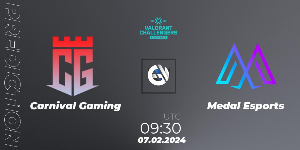 Carnival Gaming vs Medal Esports: Match Prediction. 07.02.2024 at 09:30, VALORANT, VALORANT Challengers 2024: South Asia Split 1 - Cup 1