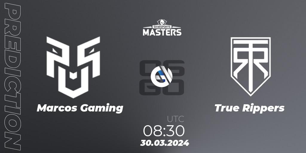 Marcos Gaming vs True Rippers: Match Prediction. 30.03.2024 at 08:30, Counter-Strike (CS2), Skyesports Masters 2024: Indian Qualifier