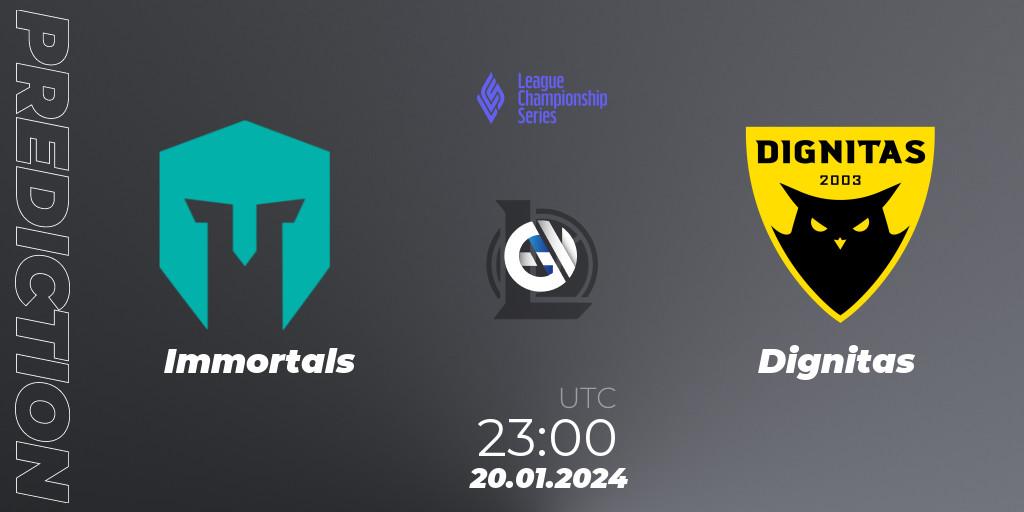 Immortals vs Dignitas: Match Prediction. 20.01.24, LoL, LCS Spring 2024 - Group Stage