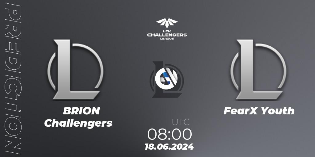 BRION Challengers vs FearX Youth: Match Prediction. 18.06.2024 at 08:00, LoL, LCK Challengers League 2024 Summer - Group Stage