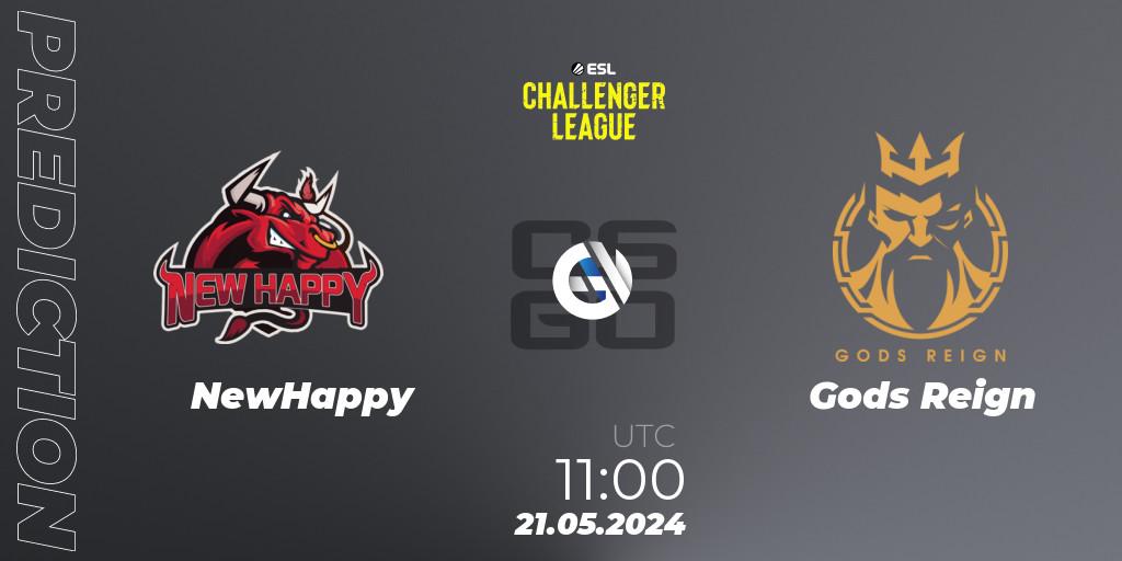 NewHappy vs Gods Reign: Match Prediction. 21.05.2024 at 09:00, Counter-Strike (CS2), ESL Challenger League Season 47: Asia