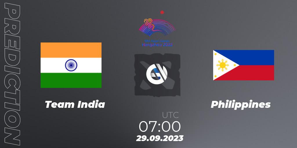 Team India vs Philippines: Match Prediction. 29.09.23, Dota 2, 2022 Asian Games