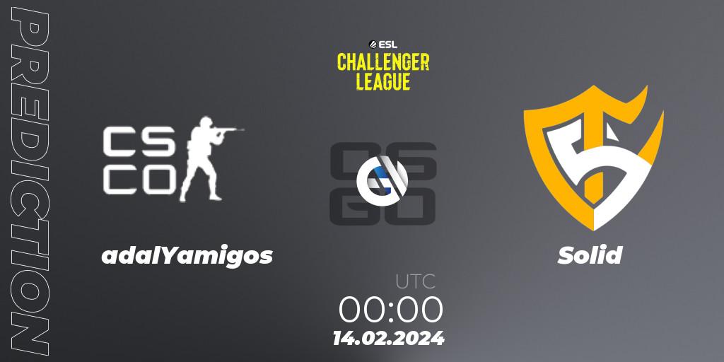 adalYamigos vs Solid: Match Prediction. 14.02.24, CS2 (CS:GO), ESL Challenger League Season 47: South America