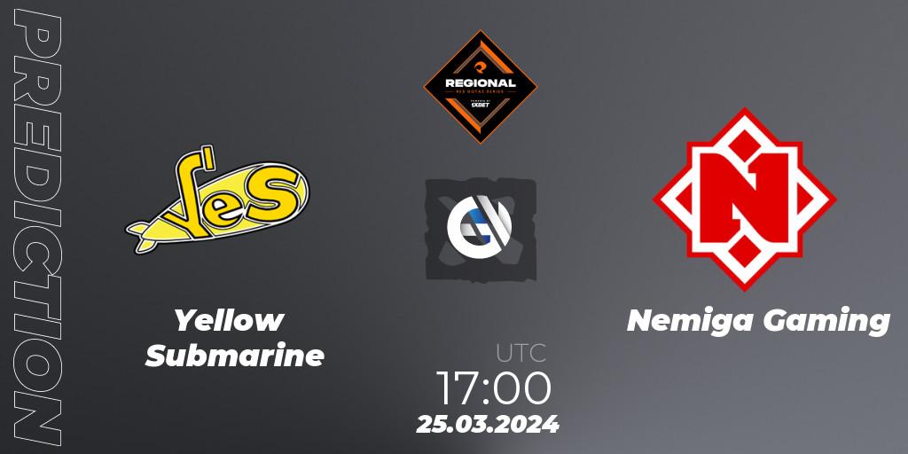 Yellow Submarine vs Nemiga Gaming: Match Prediction. 25.03.2024 at 17:00, Dota 2, RES Regional Series: EU #1