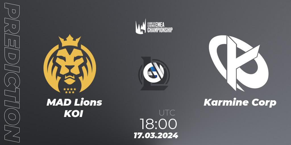 MAD Lions KOI vs Karmine Corp: Match Prediction. 17.03.24, LoL, LEC Spring 2024 - Regular Season