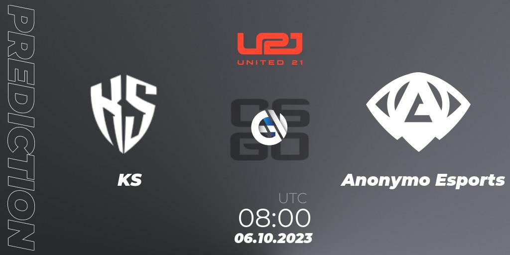 KS vs Anonymo Esports: Match Prediction. 06.10.2023 at 11:00, Counter-Strike (CS2), United21 Season 6