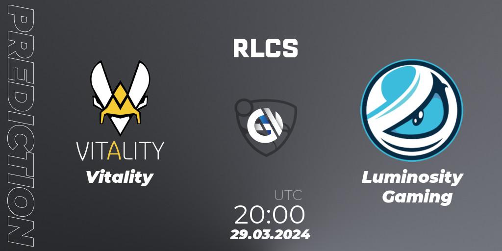 Vitality vs Luminosity Gaming: Match Prediction. 29.03.24, Rocket League, Rocket League Championship Series 2024 - Major 1