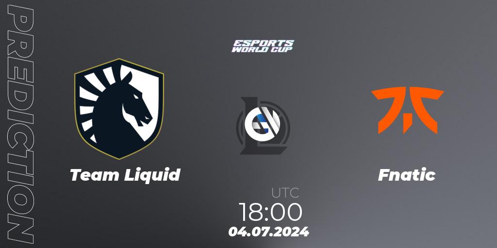 Team Liquid vs Fnatic: Match Prediction. 04.07.2024 at 18:00, LoL, Esports World Cup 2024