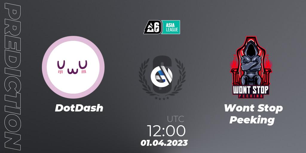 DotDash vs Wont Stop Peeking: Match Prediction. 01.04.2023 at 12:00, Rainbow Six, South Asia League 2023 - Stage 1