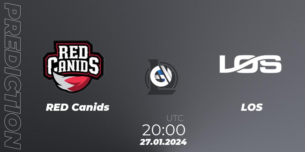 RED Canids vs LOS: Match Prediction. 27.01.2024 at 20:00, LoL, CBLOL Split 1 2024 - Group Stage