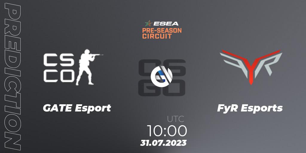 GATE Esport vs FyR Esports: Match Prediction. 31.07.2023 at 10:00, Counter-Strike (CS2), ESEA Pre-Season Circuit 2023: Asian Final